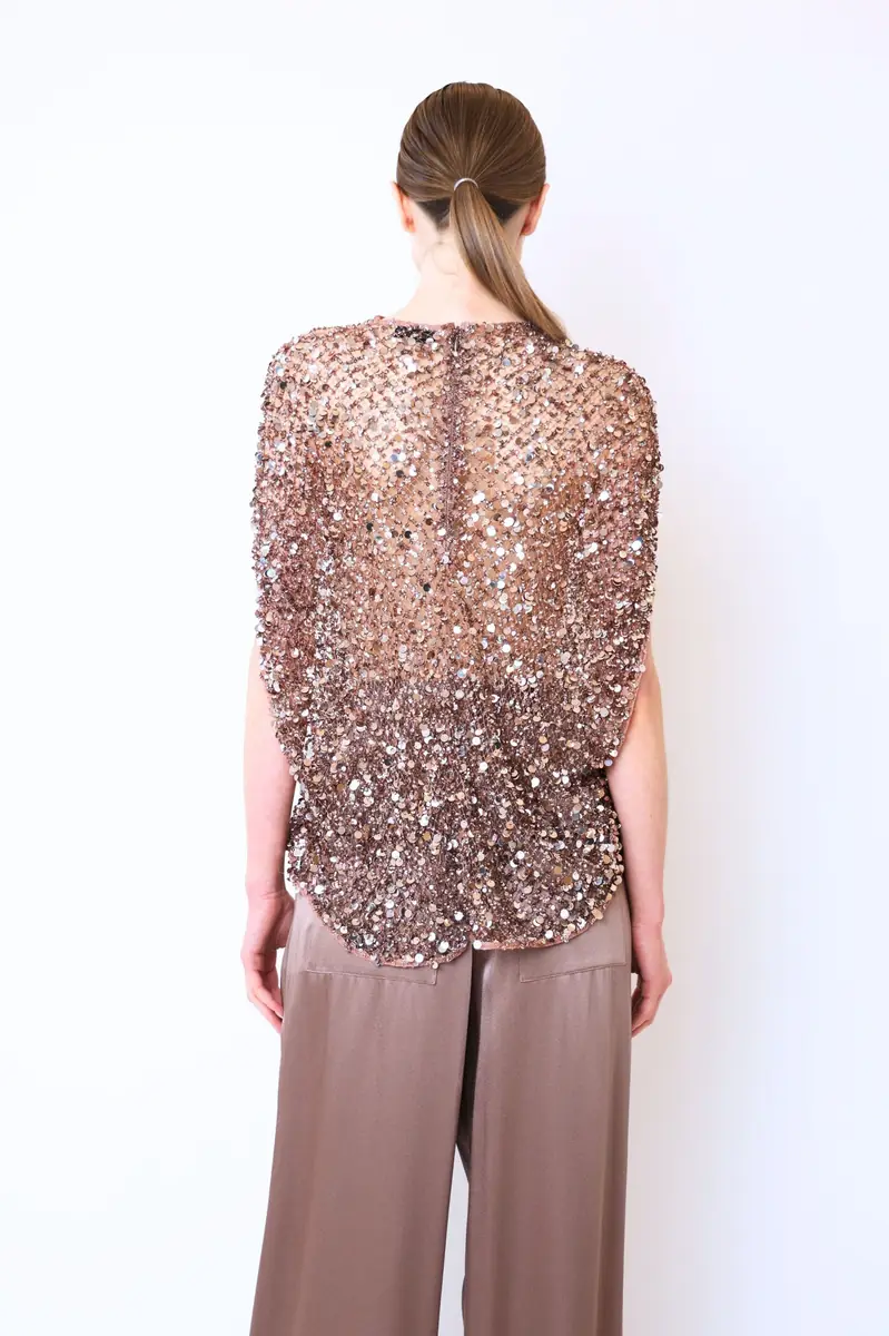 Lapointe Net Mesh Sequin Cape Tee | Thumbnail 2