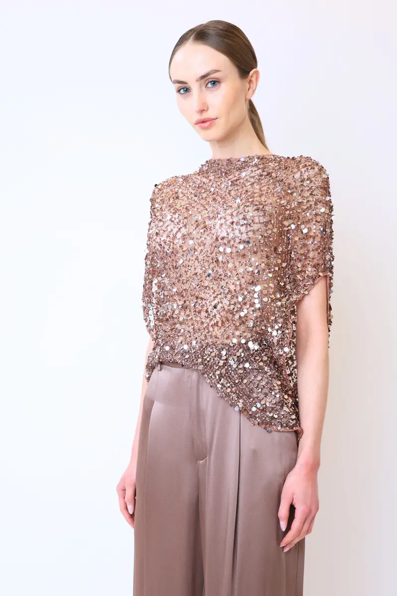 Lapointe Net Mesh Sequin Cape Tee | Thumbnail 3