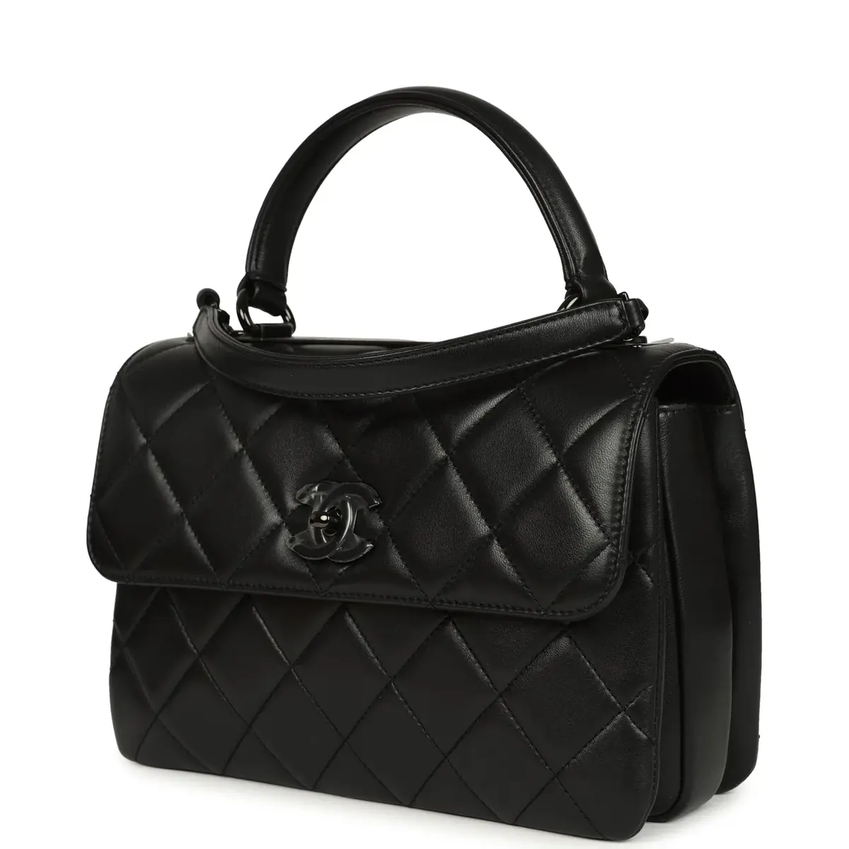 Chanel Chanel Medium Trendy CC Top Handle Flap So Bag Black Lambskin Black Hardware | Thumbnail 5 Chanel Chanel Medium Trendy CC Top Handle Flap So Bag Black Lambskin Black Hardware | Thumbnail 5
