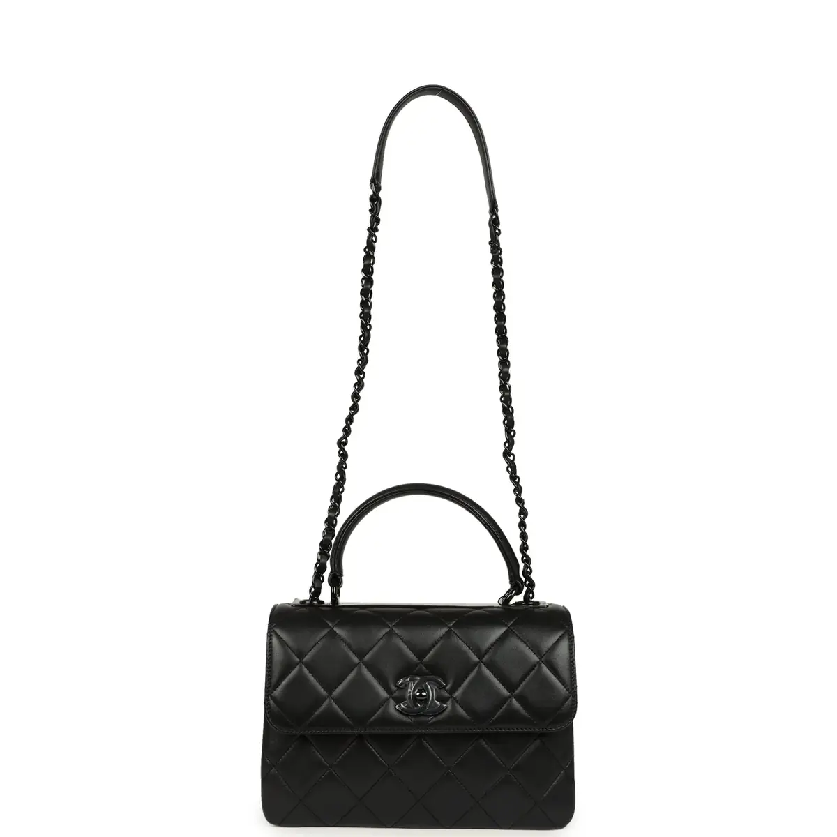 Chanel Chanel Medium Trendy CC Top Handle Flap So Bag Black Lambskin Black Hardware | Thumbnail 7 Chanel Chanel Medium Trendy CC Top Handle Flap So Bag Black Lambskin Black Hardware | Thumbnail 7