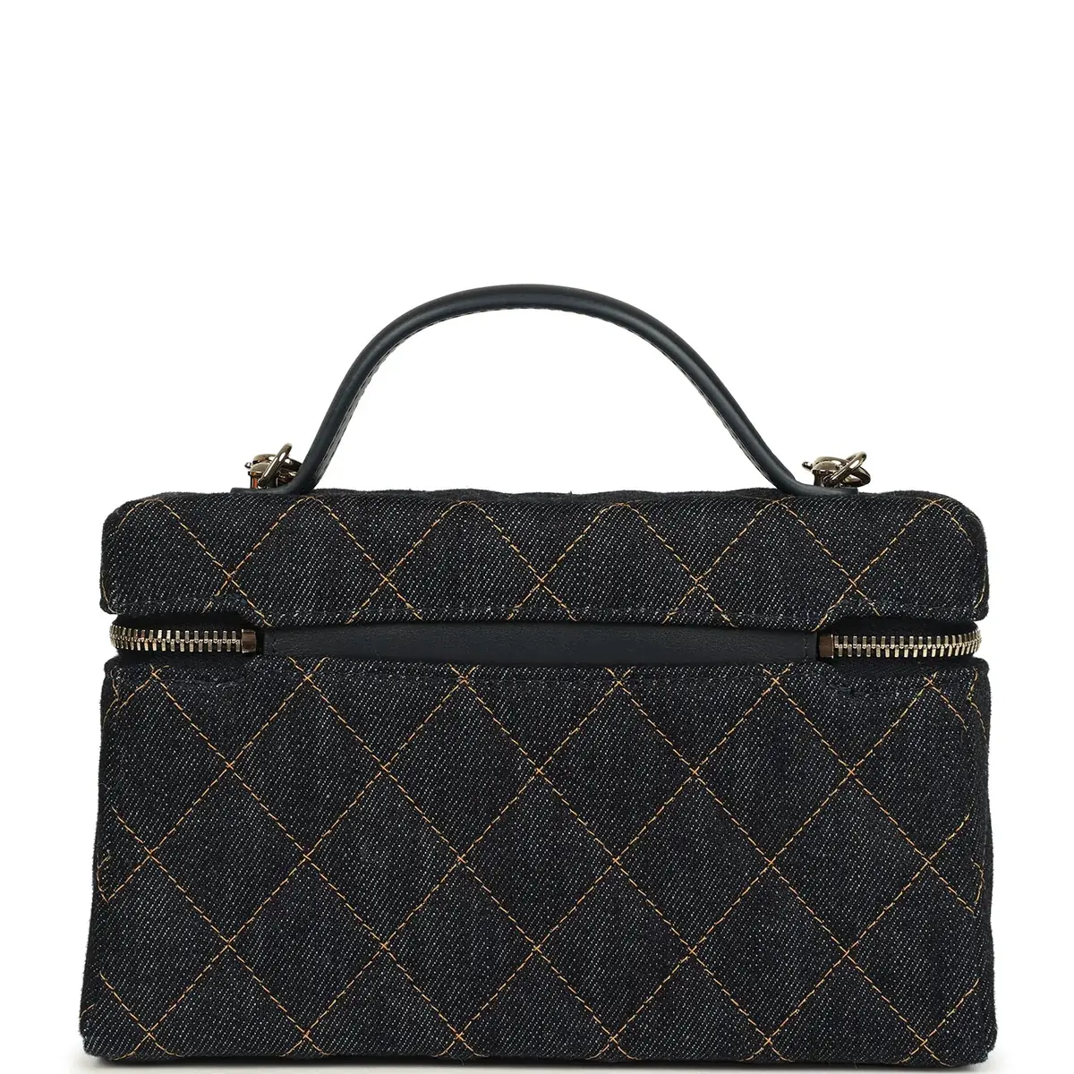 Chanel Chanel Top Handle Long Vanity Case with Chain Dark Blue Denim Light Gold Hardware | Thumbnail 5 Chanel Chanel Top Handle Long Vanity Case with Chain Dark Blue Denim Light Gold Hardware | Thumbnail 5