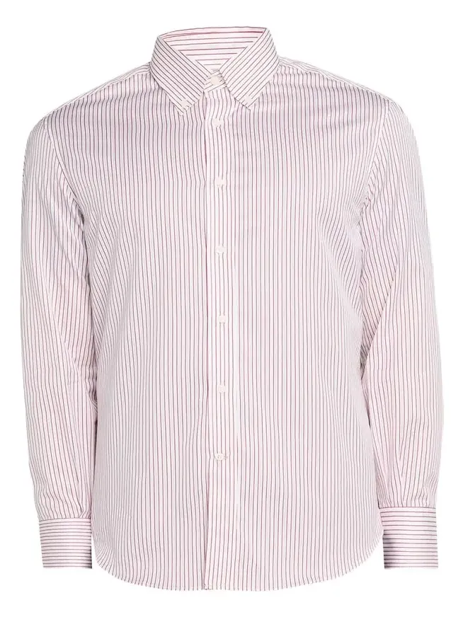 Men's Button-Collar Pinstripe Cotton Sport Shirt Men's Button-Collar Pinstripe Cotton Sport Shirt