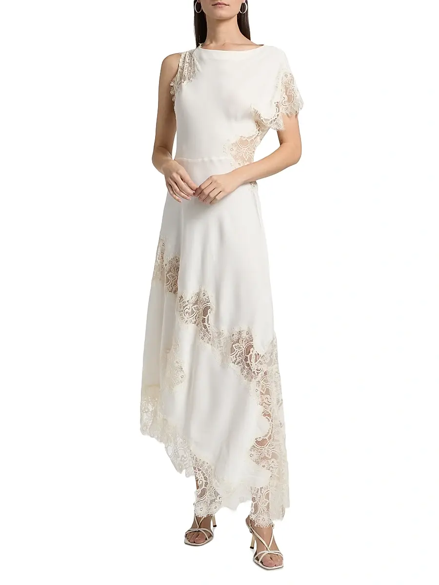 A.L.C. A. L.C. Women's Alessia Asymmetric Lace-Trimmed Dress | Thumbnail 3 A.L.C. A. L.C. Women's Alessia Asymmetric Lace-Trimmed Dress | Thumbnail 3