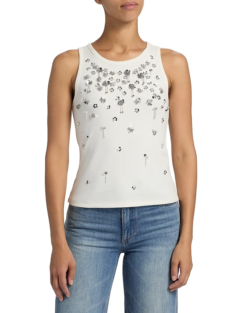 Simkhai Women's Alistair Embellished Crewneck Tank | Thumbnail 3 Simkhai Women's Alistair Embellished Crewneck Tank | Thumbnail 3