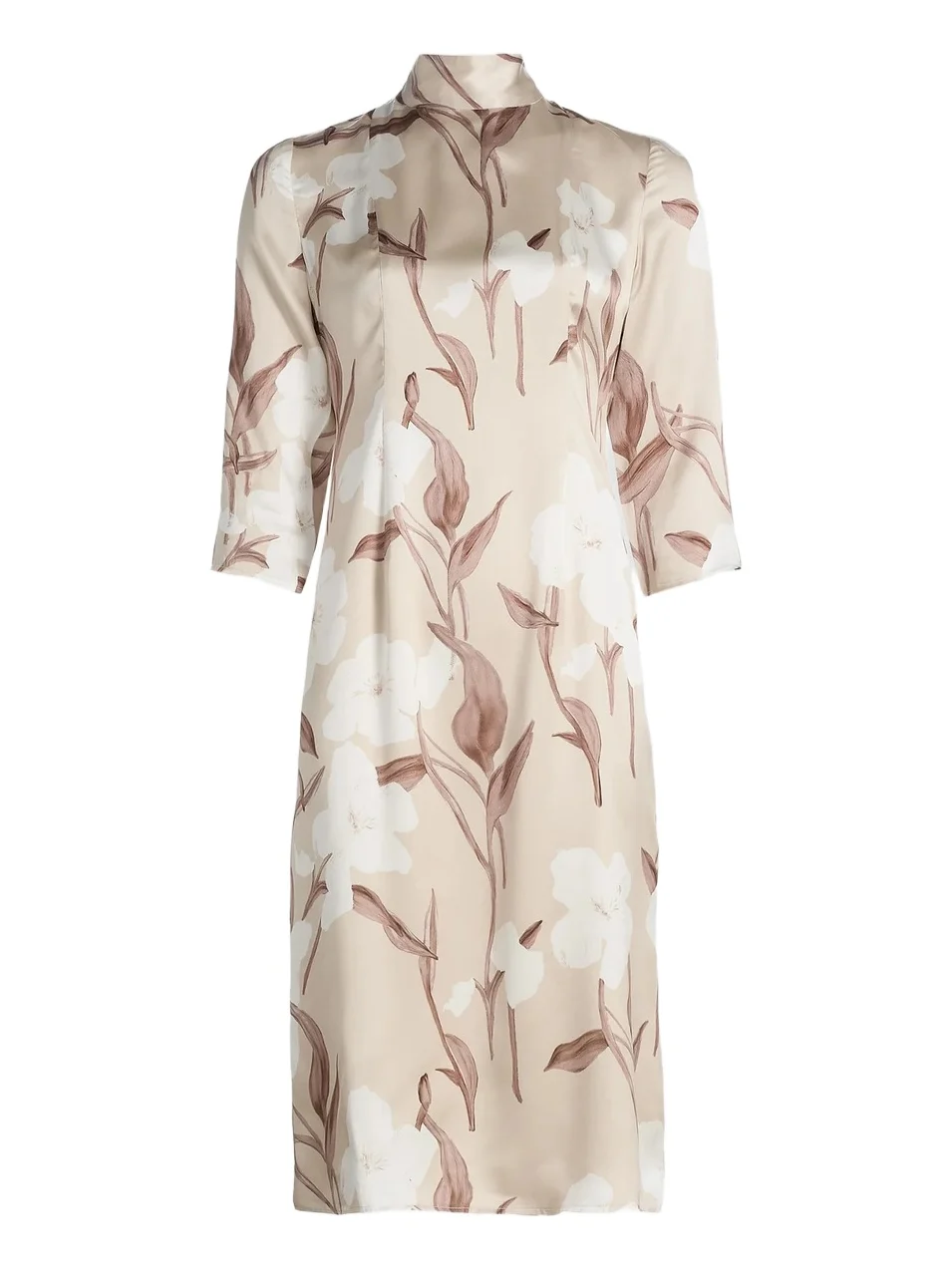 Women's Floral Silk Midi-Dress Women's Floral Silk Midi-Dress