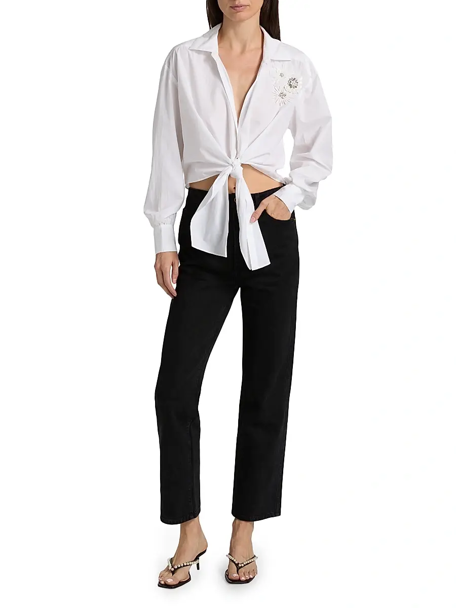 Cinq à Sept Women's Marianna Appliqué Cotton Top - White | Thumbnail 2 Cinq à Sept Women's Marianna Appliqué Cotton Top - White | Thumbnail 2