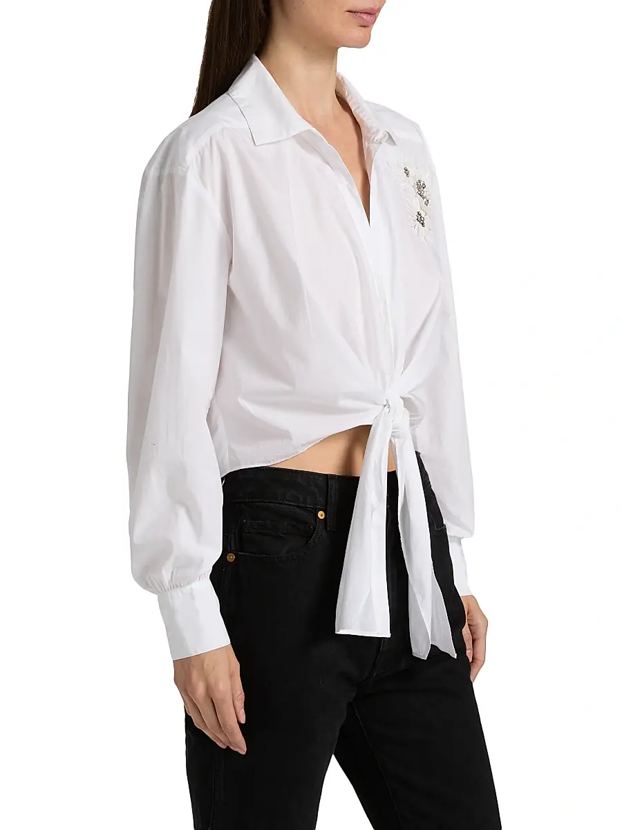 Cinq à Sept Women's Marianna Appliqué Cotton Top - White | Thumbnail 4 Cinq à Sept Women's Marianna Appliqué Cotton Top - White | Thumbnail 4