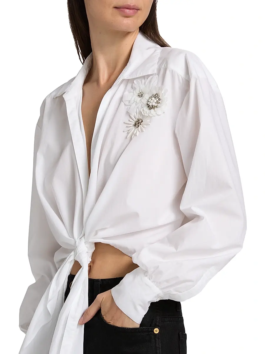 Cinq à Sept Women's Marianna Appliqué Cotton Top - White | Thumbnail 6 Cinq à Sept Women's Marianna Appliqué Cotton Top - White | Thumbnail 6