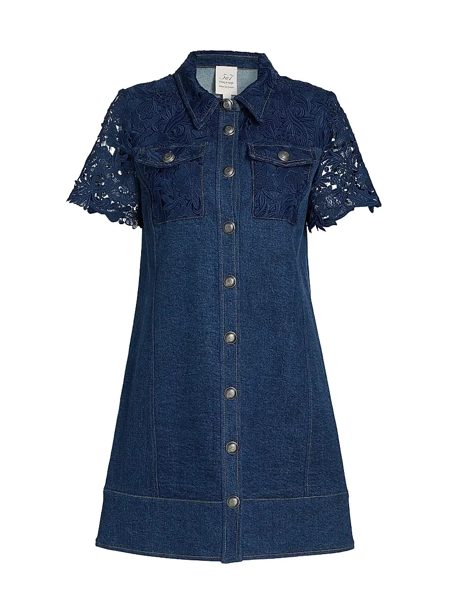 Cinq à Sept Women's Cortland Denim Button-Front Minidress - Navy | Image 1 Cinq à Sept Women's Cortland Denim Button-Front Minidress - Navy | Image 1