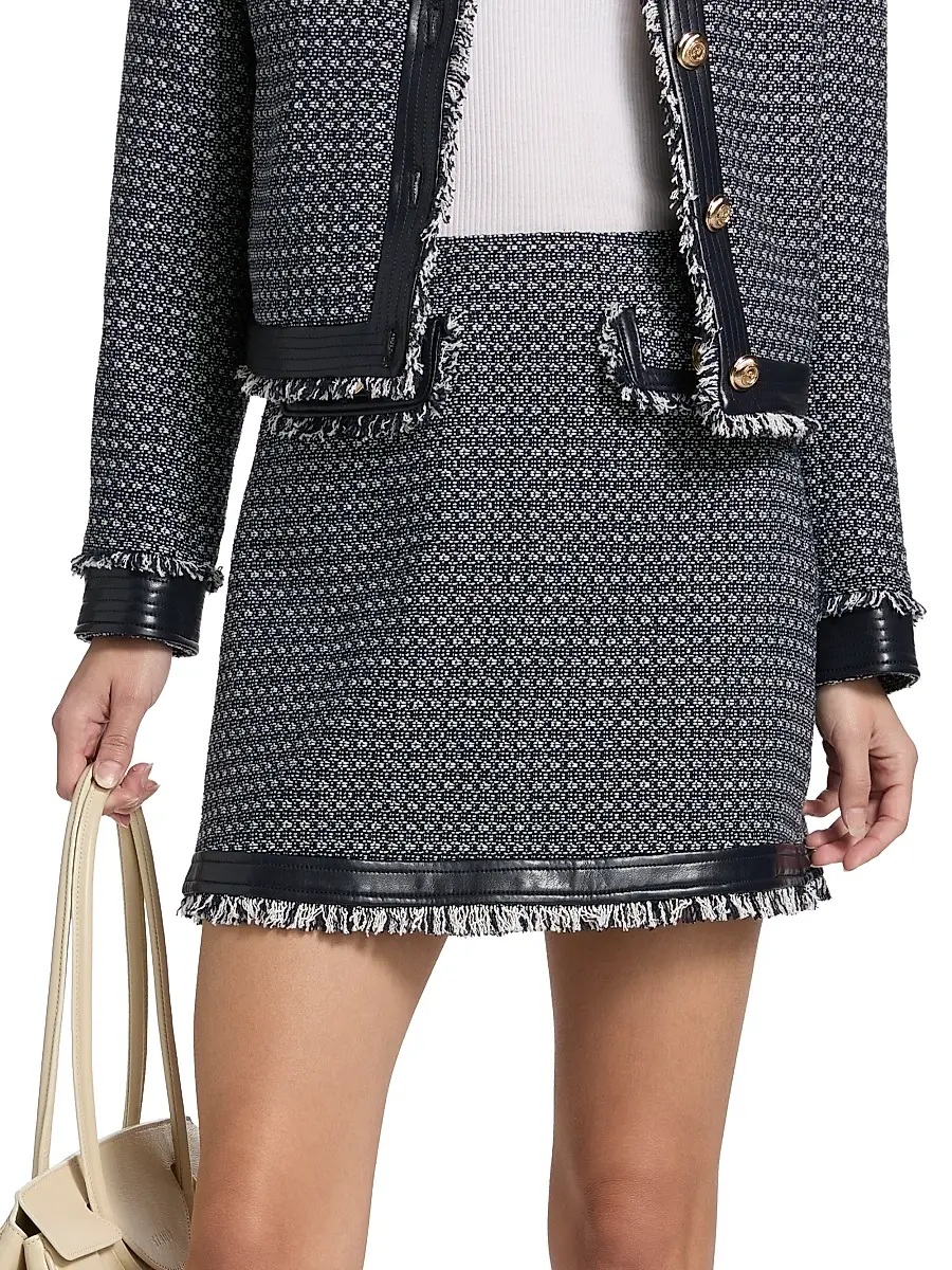 Cinq à Sept Women's Deva Birdseye Tweed Miniskirt | Thumbnail 3 Cinq à Sept Women's Deva Birdseye Tweed Miniskirt | Thumbnail 3