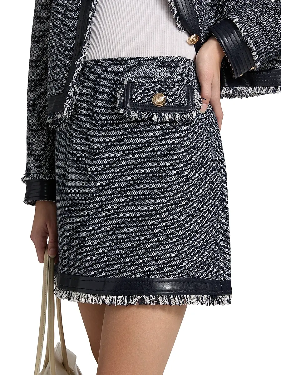 Cinq à Sept Women's Deva Birdseye Tweed Miniskirt | Thumbnail 6 Cinq à Sept Women's Deva Birdseye Tweed Miniskirt | Thumbnail 6
