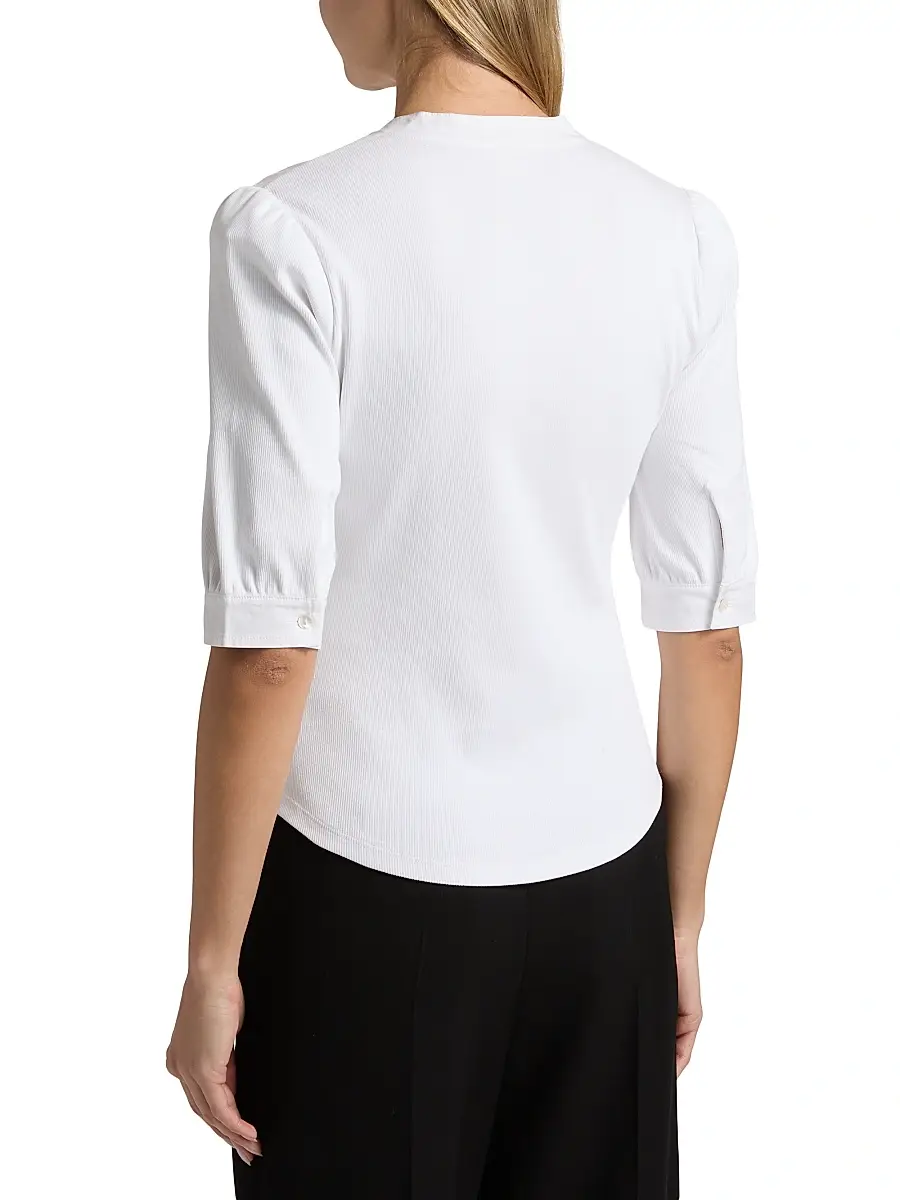 Cinq à Sept Women's Justine Ribbed Stretch-Cotton Button-Front Blouse | Thumbnail 5 Cinq à Sept Women's Justine Ribbed Stretch-Cotton Button-Front Blouse | Thumbnail 5