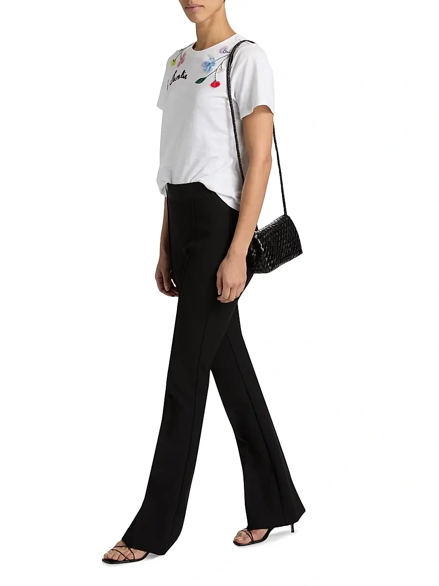 Cinq à Sept Women's 3D Floral Vine Shrunken T-Shirt | Thumbnail 2 Cinq à Sept Women's 3D Floral Vine Shrunken T-Shirt | Thumbnail 2