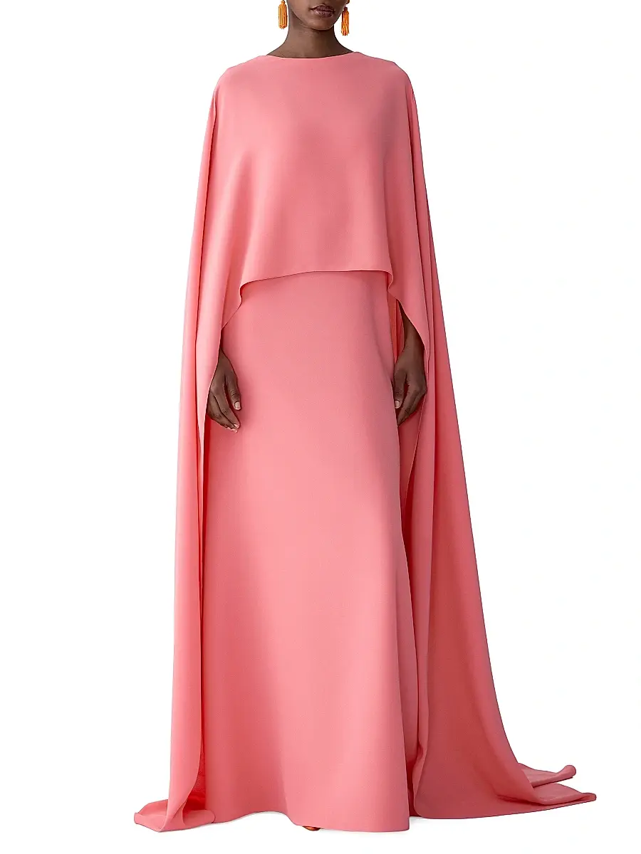 Carolina Herrera Women's Cape Front Crepe Gown | Thumbnail 2 Carolina Herrera Women's Cape Front Crepe Gown | Thumbnail 2