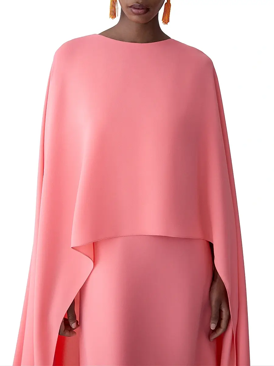 Carolina Herrera Women's Cape Front Crepe Gown | Thumbnail 4 Carolina Herrera Women's Cape Front Crepe Gown | Thumbnail 4