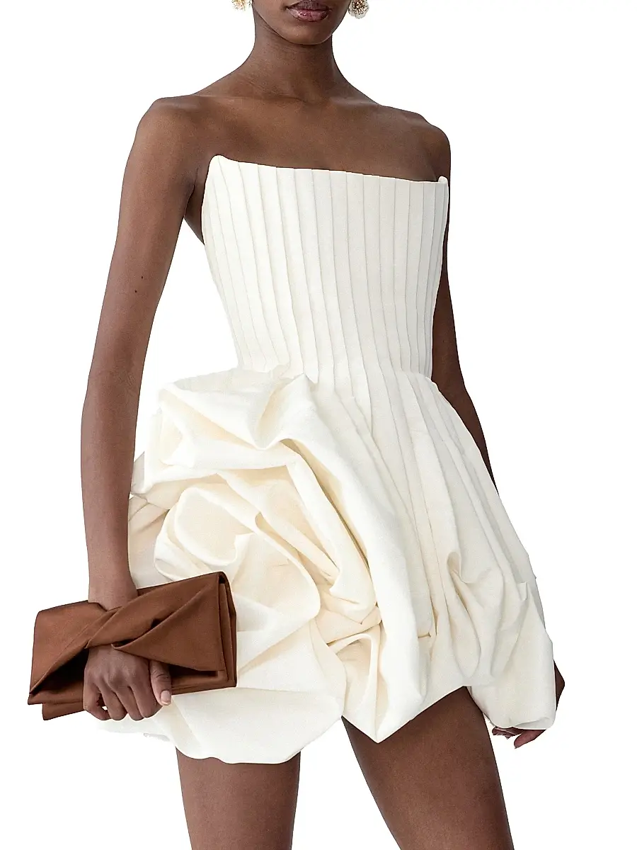 Carolina Herrera Women's Pleated Gathered Rose-Effect Minidress | Thumbnail 2