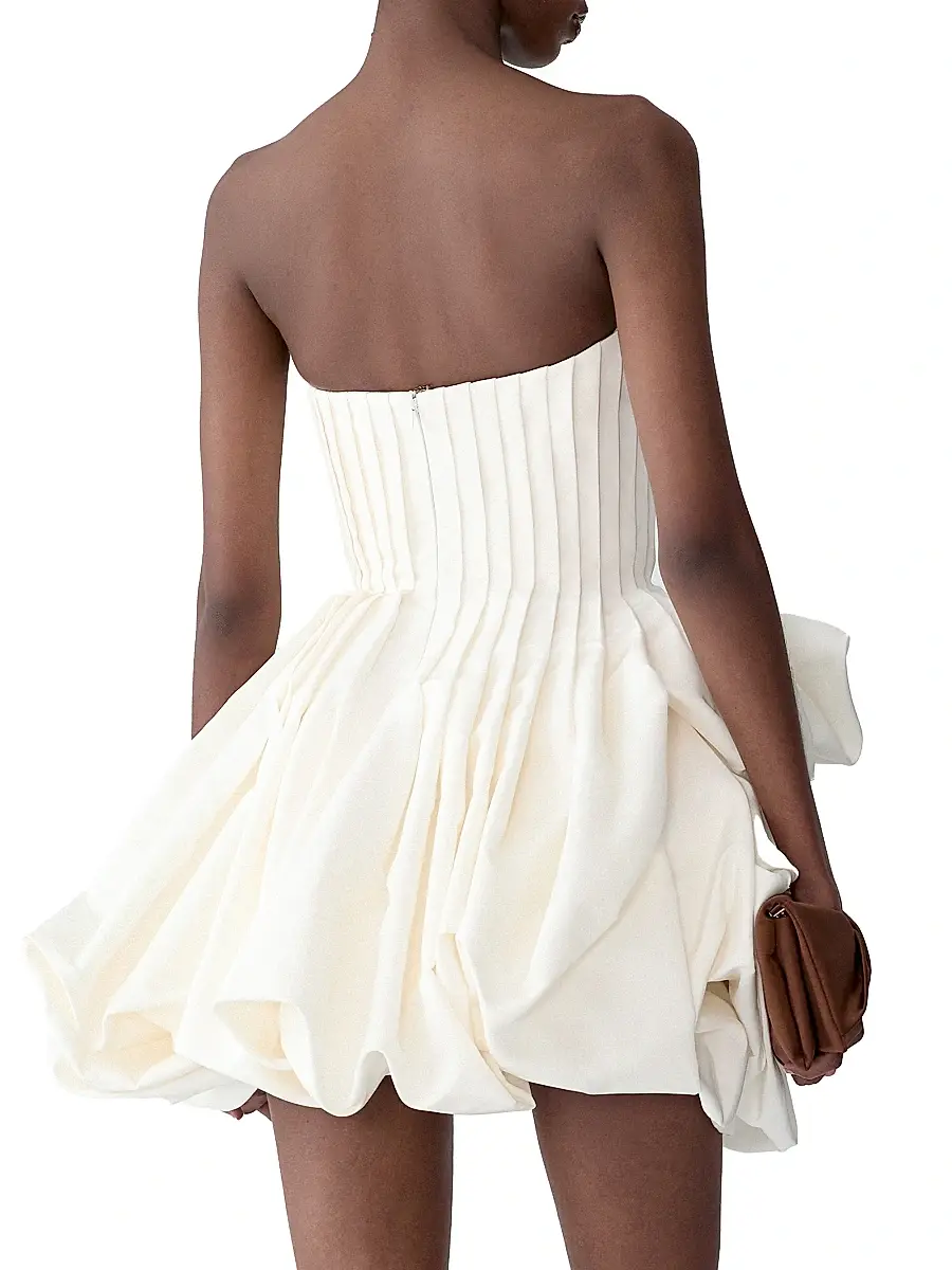 Carolina Herrera Women's Pleated Gathered Rose-Effect Minidress | Thumbnail 3