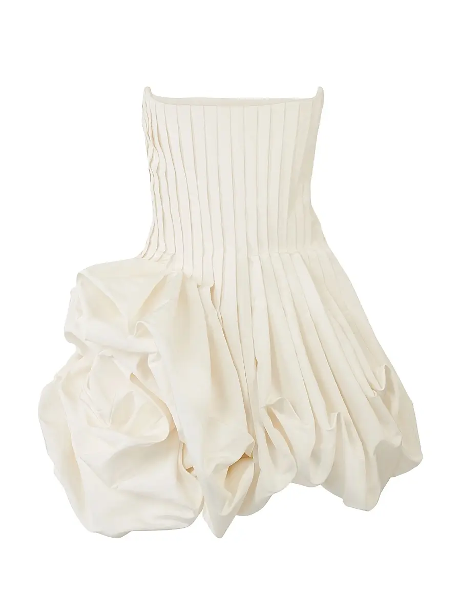 Women's Pleated Gathered Rose-Effect Minidress Women's Pleated Gathered Rose-Effect Minidress