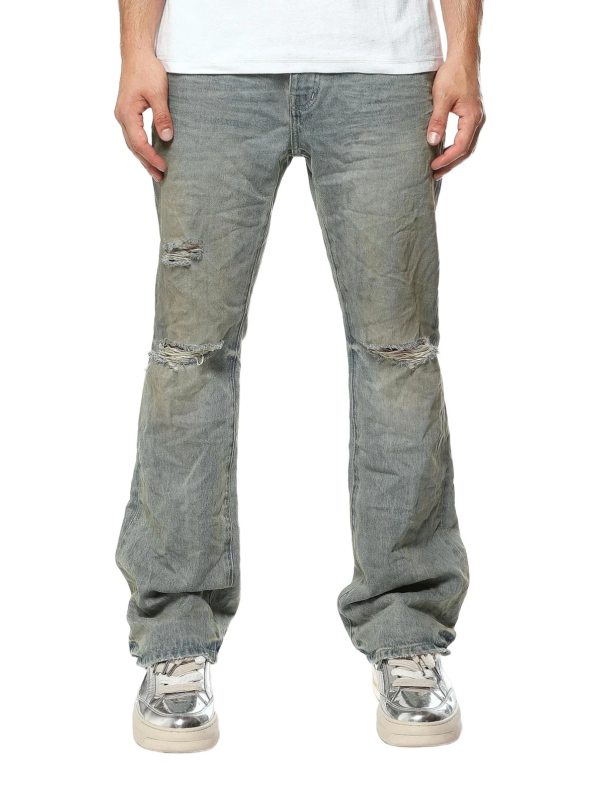 Purple Brand Men's Dirty Fade Down Rip Boot Jeans