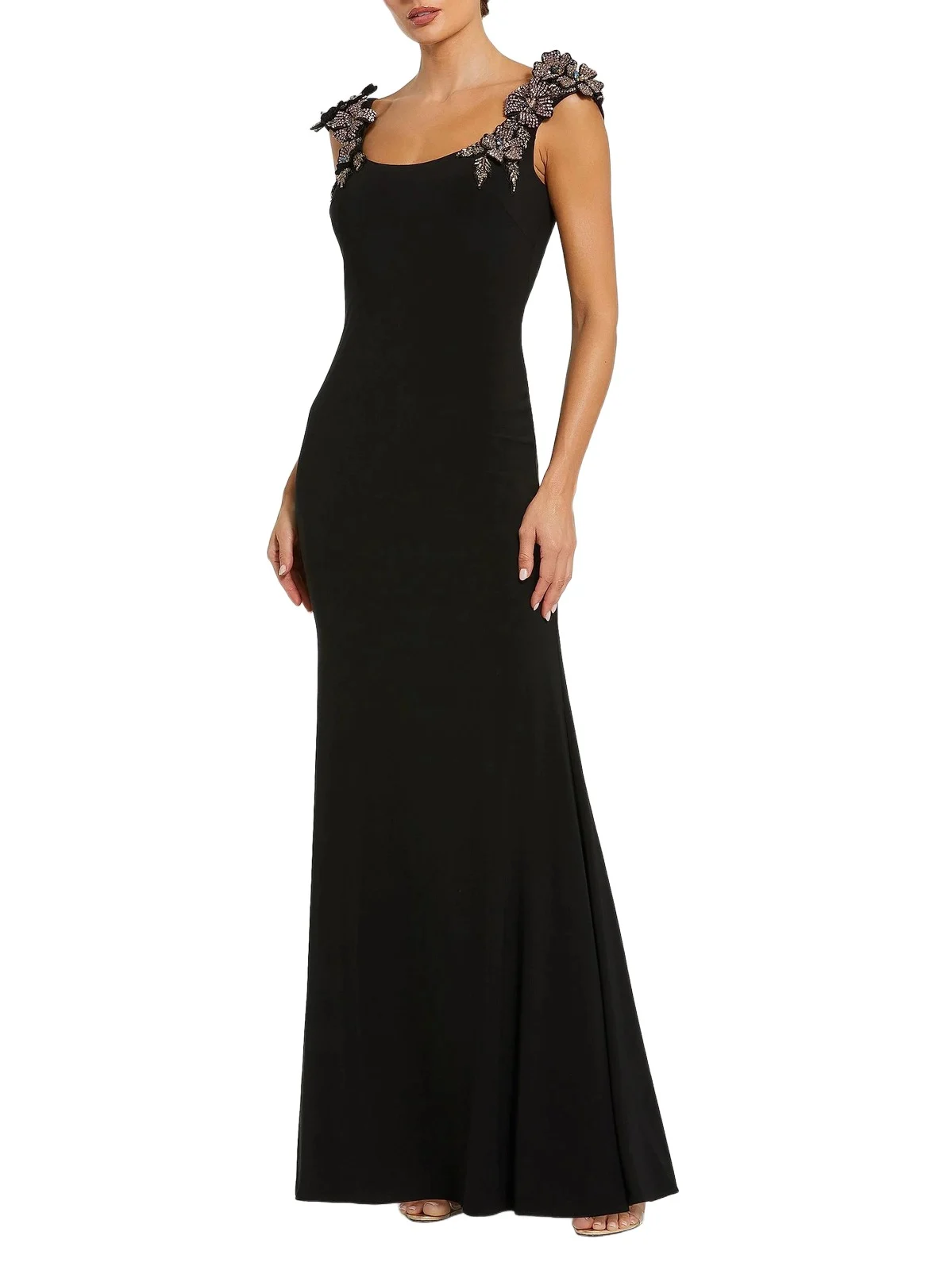 Women's 3D Floral Jersey Column Gown Women's 3D Floral Jersey Column Gown