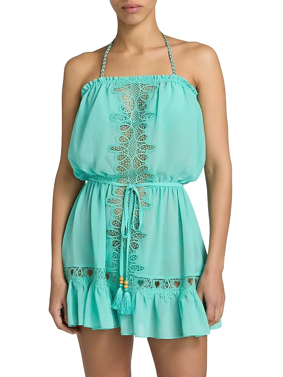 Ramy Brook Women's Beth Lace-Trim Cover-Up Minidress | Thumbnail 3
