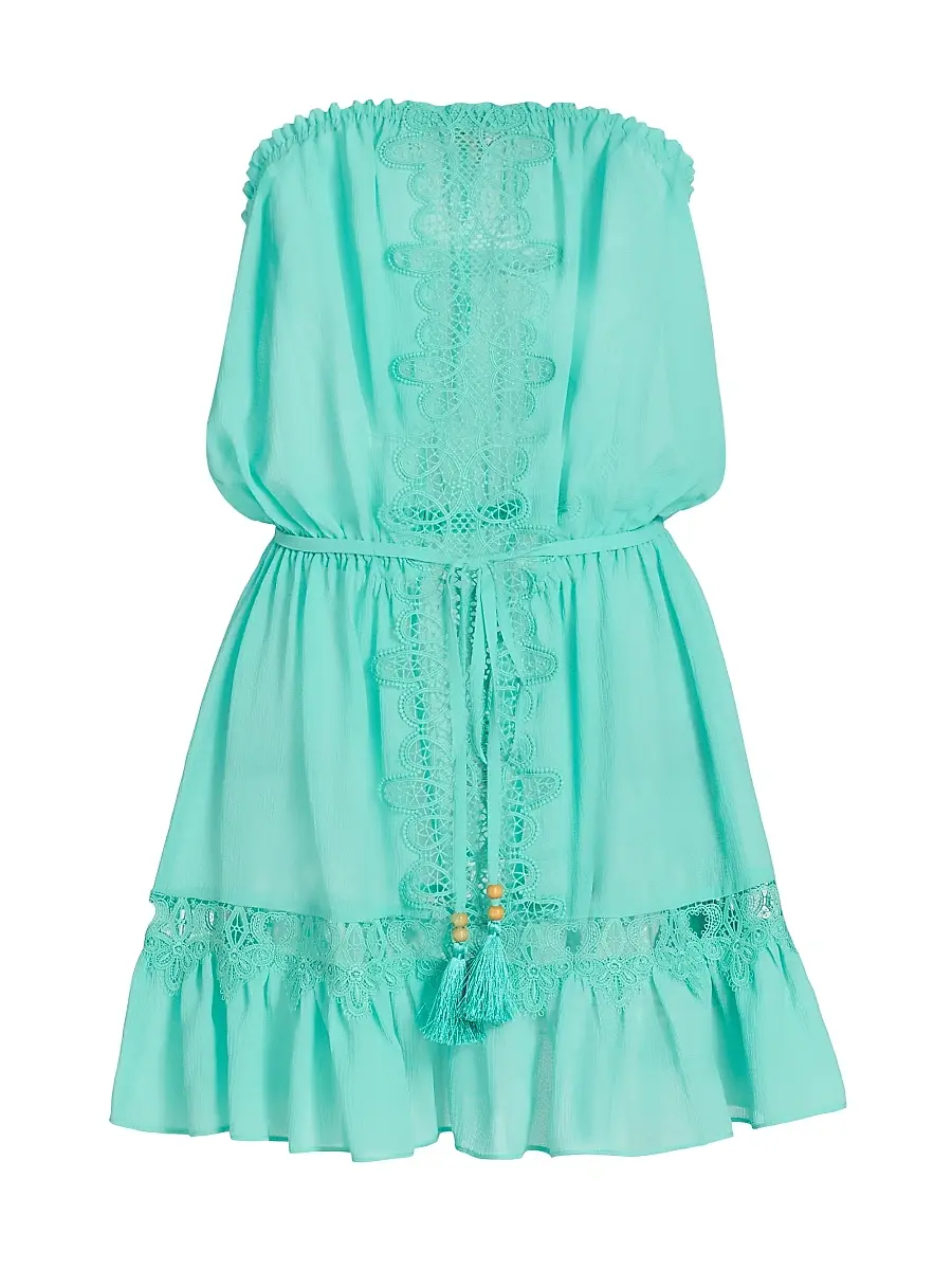 Ramy Brook Women's Beth Lace-Trim Cover-Up Minidress - Seaglass - Size XL | Image 1 Ramy Brook Women's Beth Lace-Trim Cover-Up Minidress - Seaglass - Size XL | Image 1