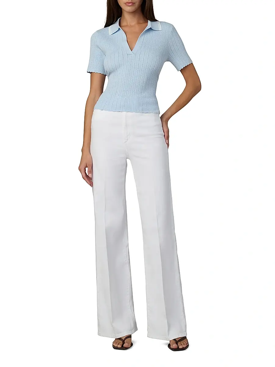 Joe's Jeans Women's The Jess Pointelle-Knit Polo Shirt | Thumbnail 2
