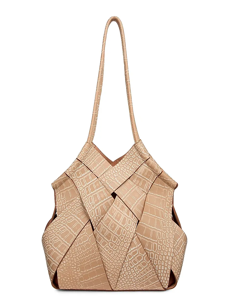 Ulla Johnson Women's Charlotte Woven Croc-Embossed Leather Shoulder Bag - Dune | Image 1 Ulla Johnson Women's Charlotte Woven Croc-Embossed Leather Shoulder Bag - Dune | Image 1