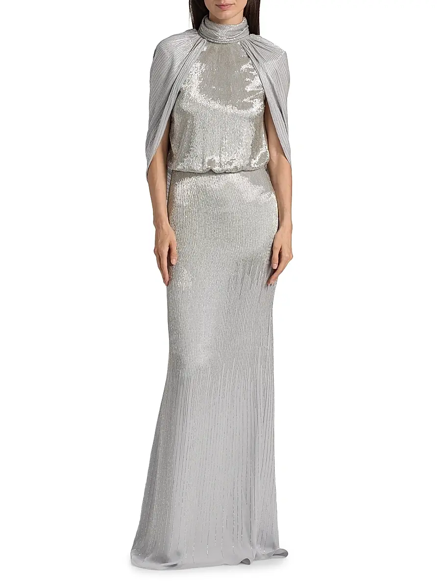 Oscar de la Renta Women's Bugle-Beaded Ombré Silk Georgette Open Back Gown | Thumbnail 3 Oscar de la Renta Women's Bugle-Beaded Ombré Silk Georgette Open Back Gown | Thumbnail 3