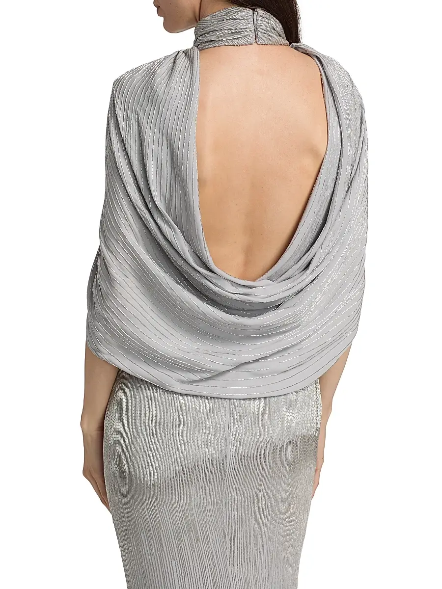 Oscar de la Renta Women's Bugle-Beaded Ombré Silk Georgette Open Back Gown | Thumbnail 6 Oscar de la Renta Women's Bugle-Beaded Ombré Silk Georgette Open Back Gown | Thumbnail 6