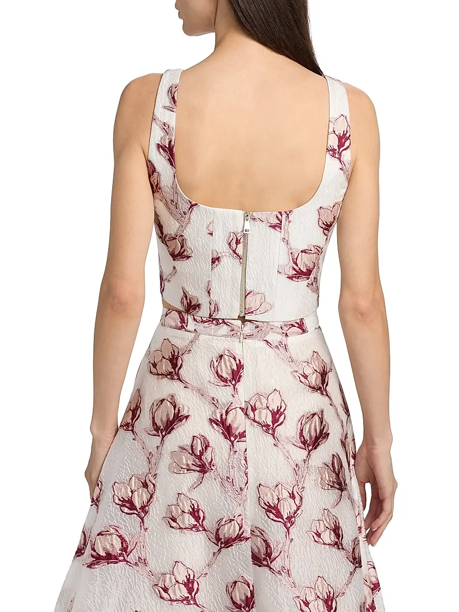 Milly Women's Paige Floral Jacquard Crop Top | Thumbnail 5