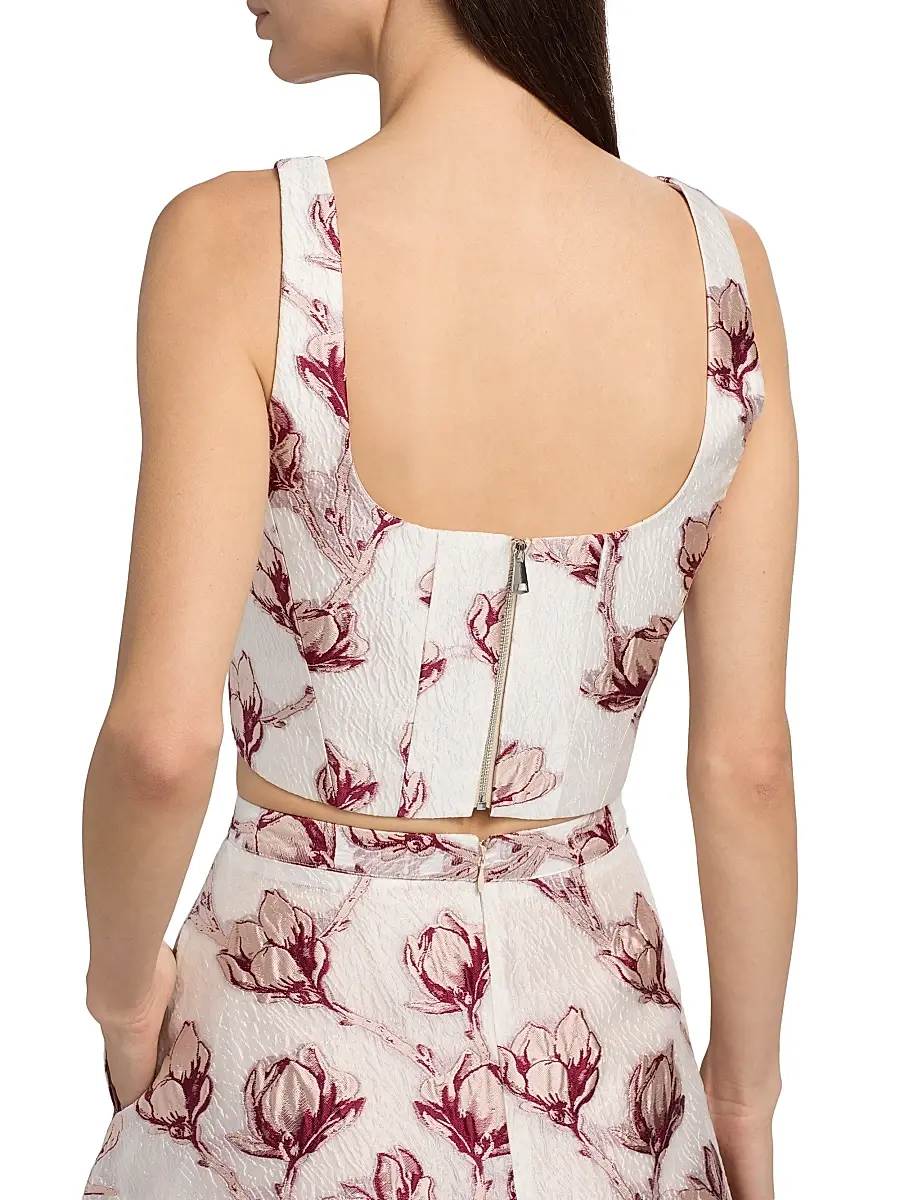 Milly Women's Paige Floral Jacquard Crop Top | Thumbnail 6