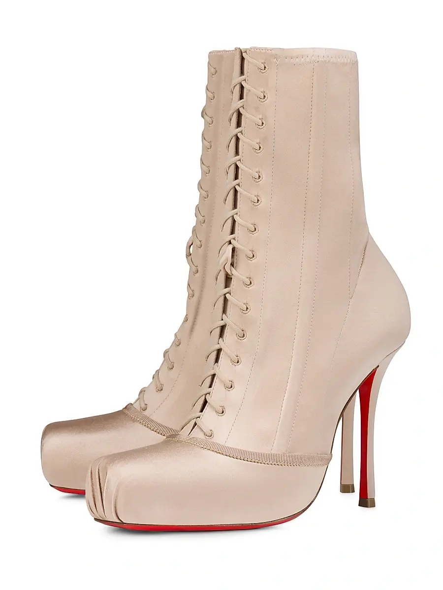Christian Louboutin Women's Pavlova 100MM Booties in Crepe Satin - Blush | Thumbnail 2 Christian Louboutin Women's Pavlova 100MM Booties in Crepe Satin - Blush | Thumbnail 2