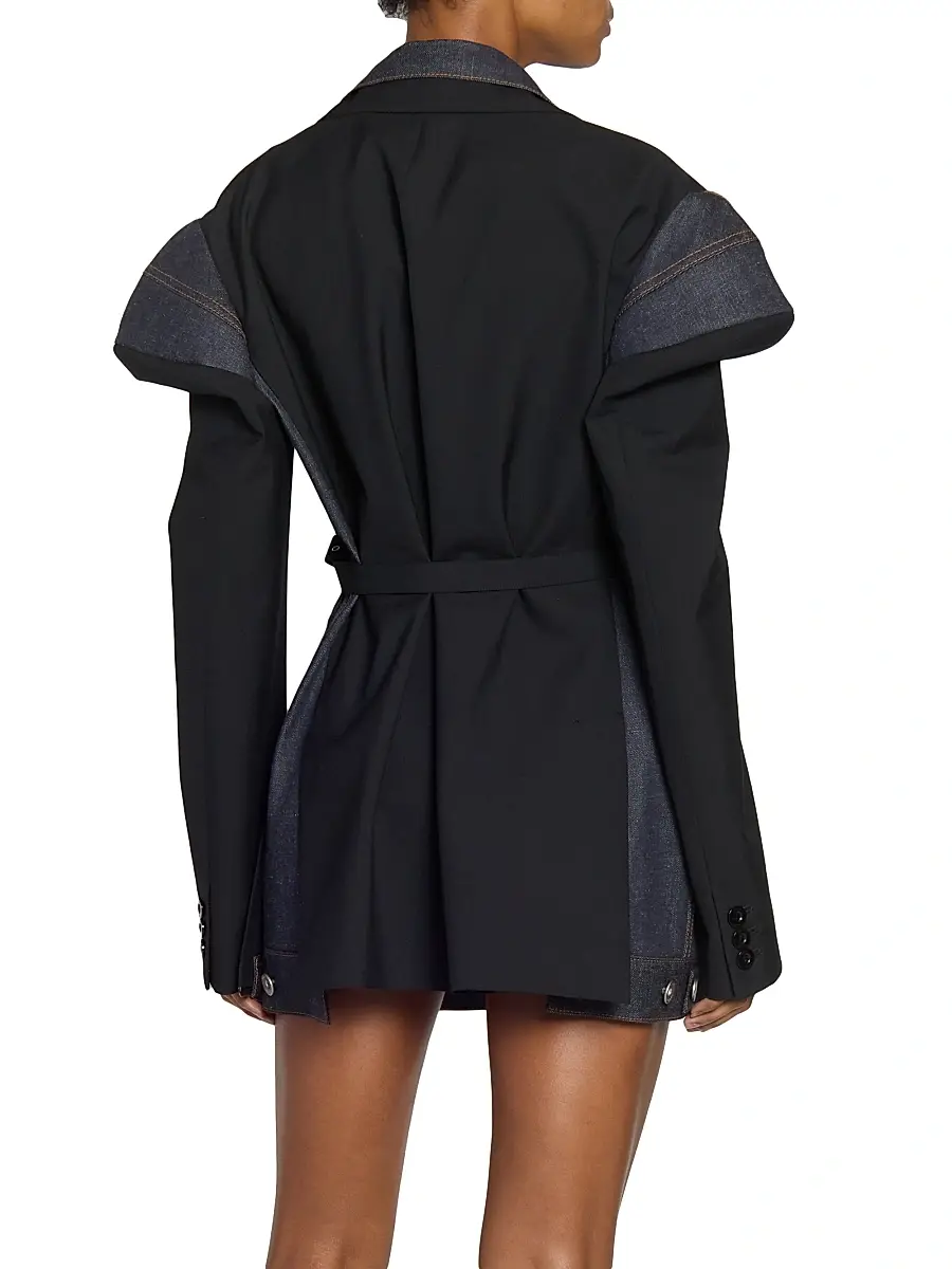 Sacai Women's Suiting X Denim Belted Blazer | Thumbnail 5