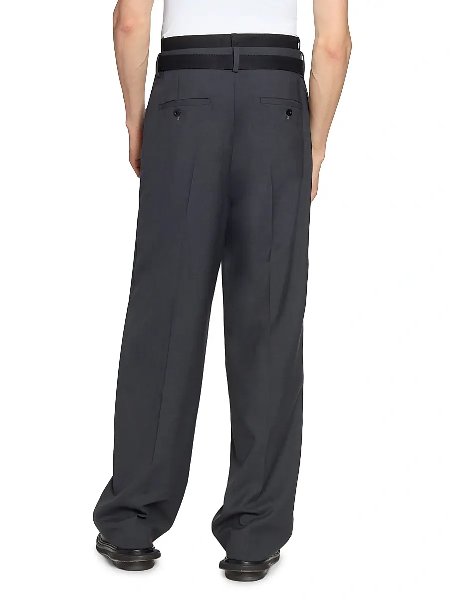 Sacai Men's Double-Waist Suiting Wool-Blend Pants | Thumbnail 5