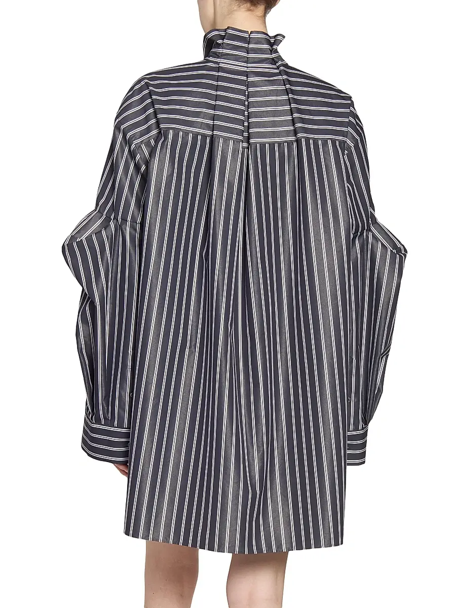 sacai Women's Striped Poplin Oversized Shirt - Navy Stripe | Thumbnail 5 sacai Women's Striped Poplin Oversized Shirt - Navy Stripe | Thumbnail 5
