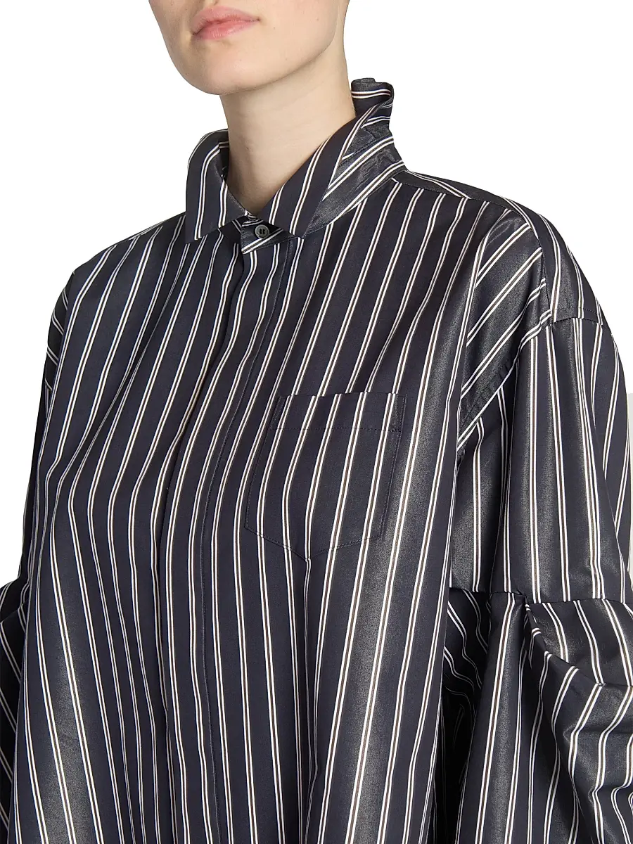 sacai Women's Striped Poplin Oversized Shirt - Navy Stripe | Thumbnail 6 sacai Women's Striped Poplin Oversized Shirt - Navy Stripe | Thumbnail 6