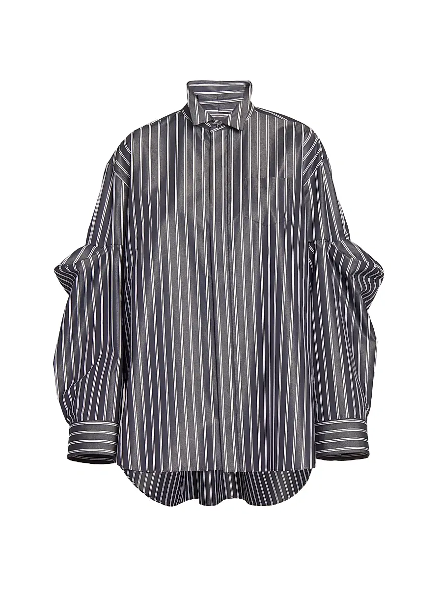 sacai Women's Striped Poplin Oversized Shirt - Navy Stripe | Image 1 sacai Women's Striped Poplin Oversized Shirt - Navy Stripe | Image 1