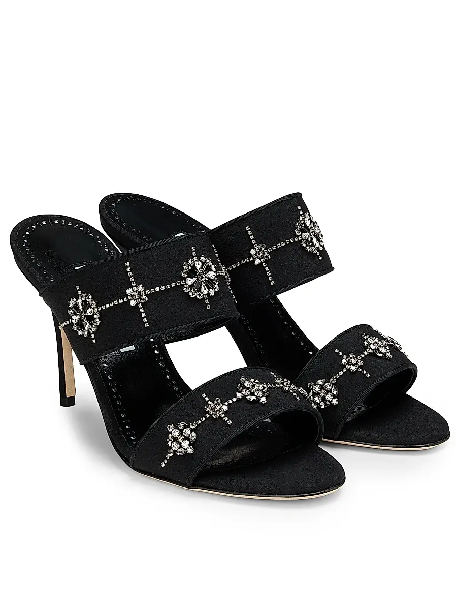 Manolo Blahnik Women's Ralota Crystal-Embellished Silk Sandals | Thumbnail 2 Manolo Blahnik Women's Ralota Crystal-Embellished Silk Sandals | Thumbnail 2