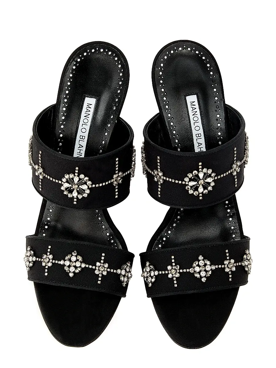 Manolo Blahnik Women's Ralota Crystal-Embellished Silk Sandals | Thumbnail 4 Manolo Blahnik Women's Ralota Crystal-Embellished Silk Sandals | Thumbnail 4