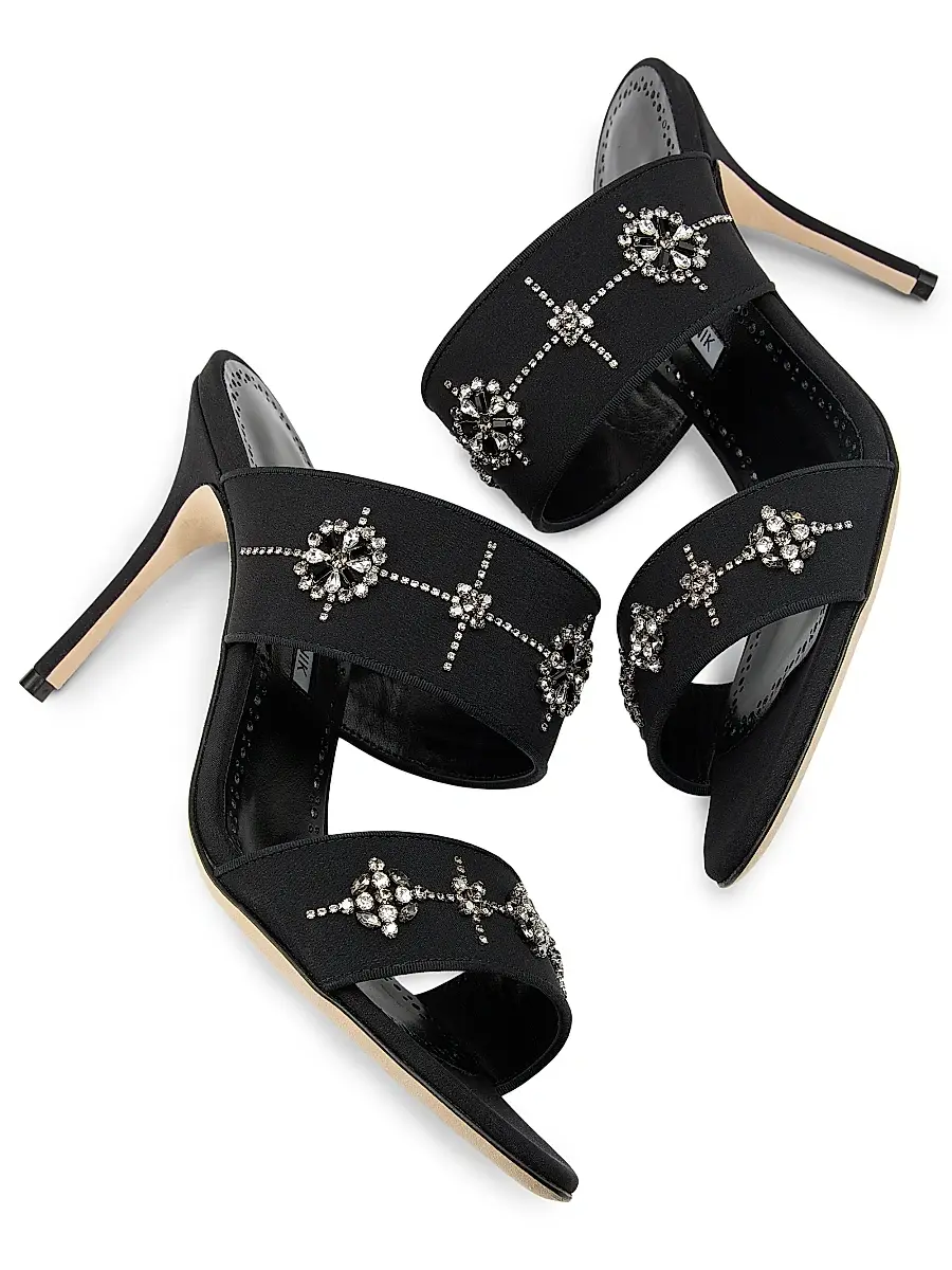 Manolo Blahnik Women's Ralota Crystal-Embellished Silk Sandals | Thumbnail 6 Manolo Blahnik Women's Ralota Crystal-Embellished Silk Sandals | Thumbnail 6