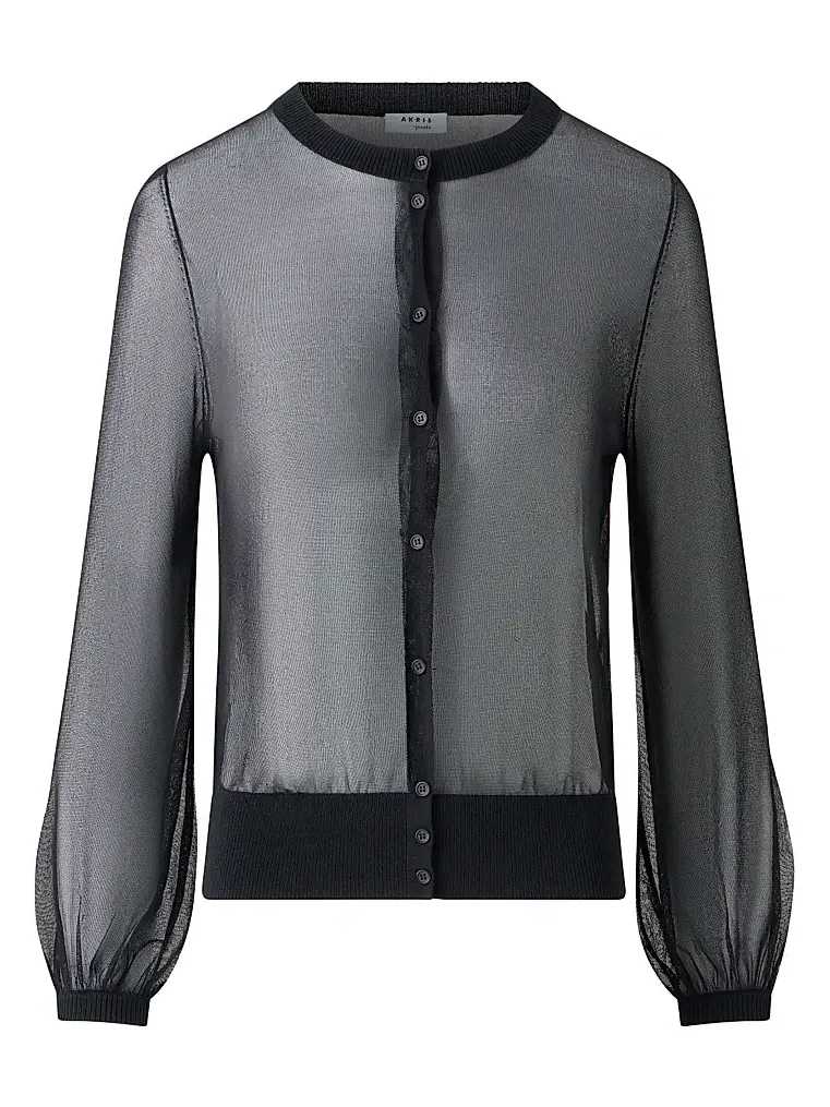 Women's Sheer Blouson-Sleeve Cardigan Women's Sheer Blouson-Sleeve Cardigan
