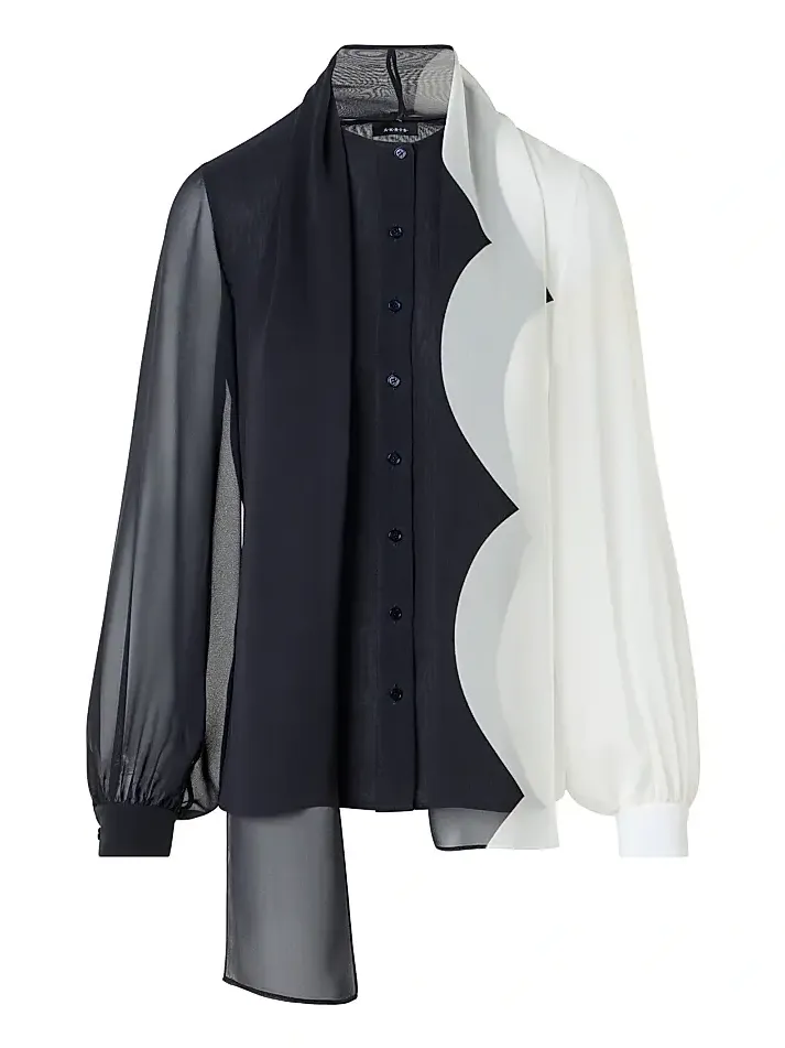 Women's Tieneck Colorblocked Silk Blouse