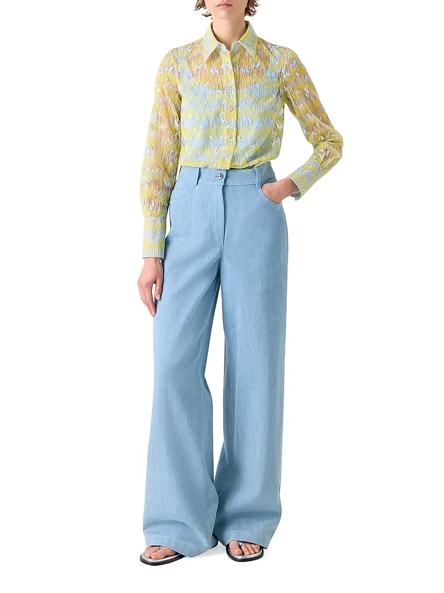 Akris punto Women's Embroidered Tulle Button-Front Shirt | Thumbnail 2 Akris punto Women's Embroidered Tulle Button-Front Shirt | Thumbnail 2