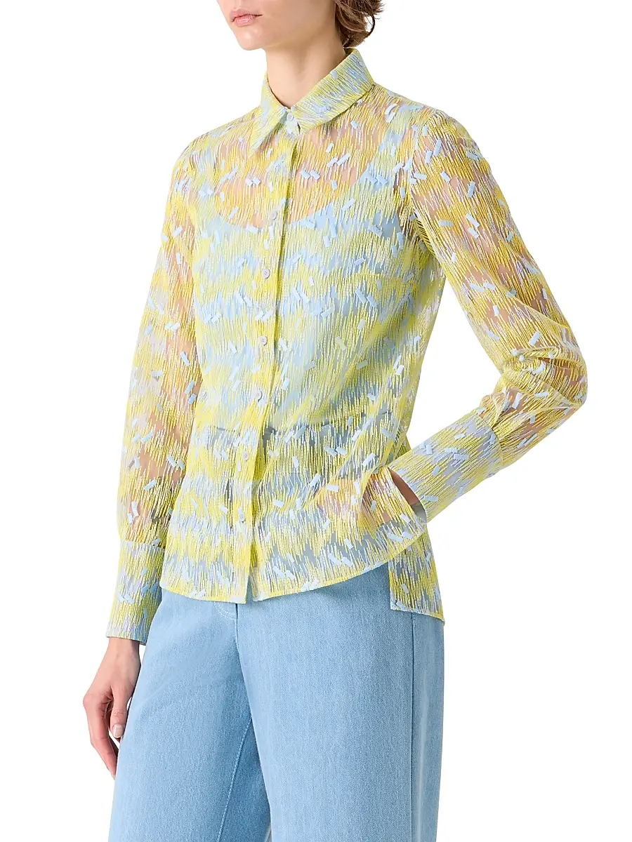 Akris punto Women's Embroidered Tulle Button-Front Shirt | Thumbnail 4 Akris punto Women's Embroidered Tulle Button-Front Shirt | Thumbnail 4