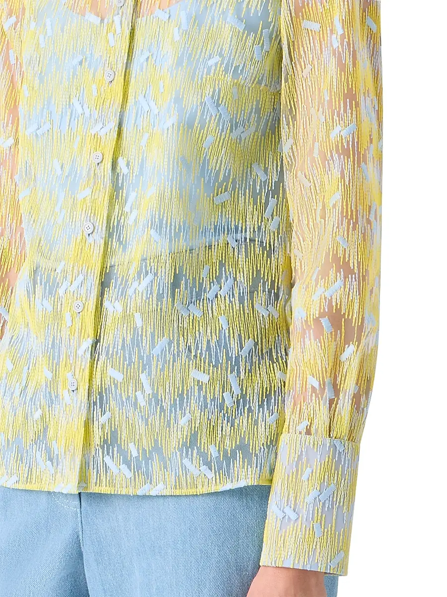 Akris punto Women's Embroidered Tulle Button-Front Shirt | Thumbnail 6 Akris punto Women's Embroidered Tulle Button-Front Shirt | Thumbnail 6