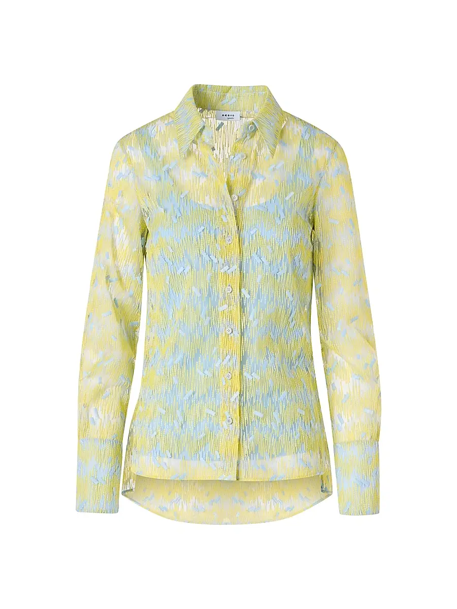 Akris punto Women's Embroidered Tulle Button-Front Shirt