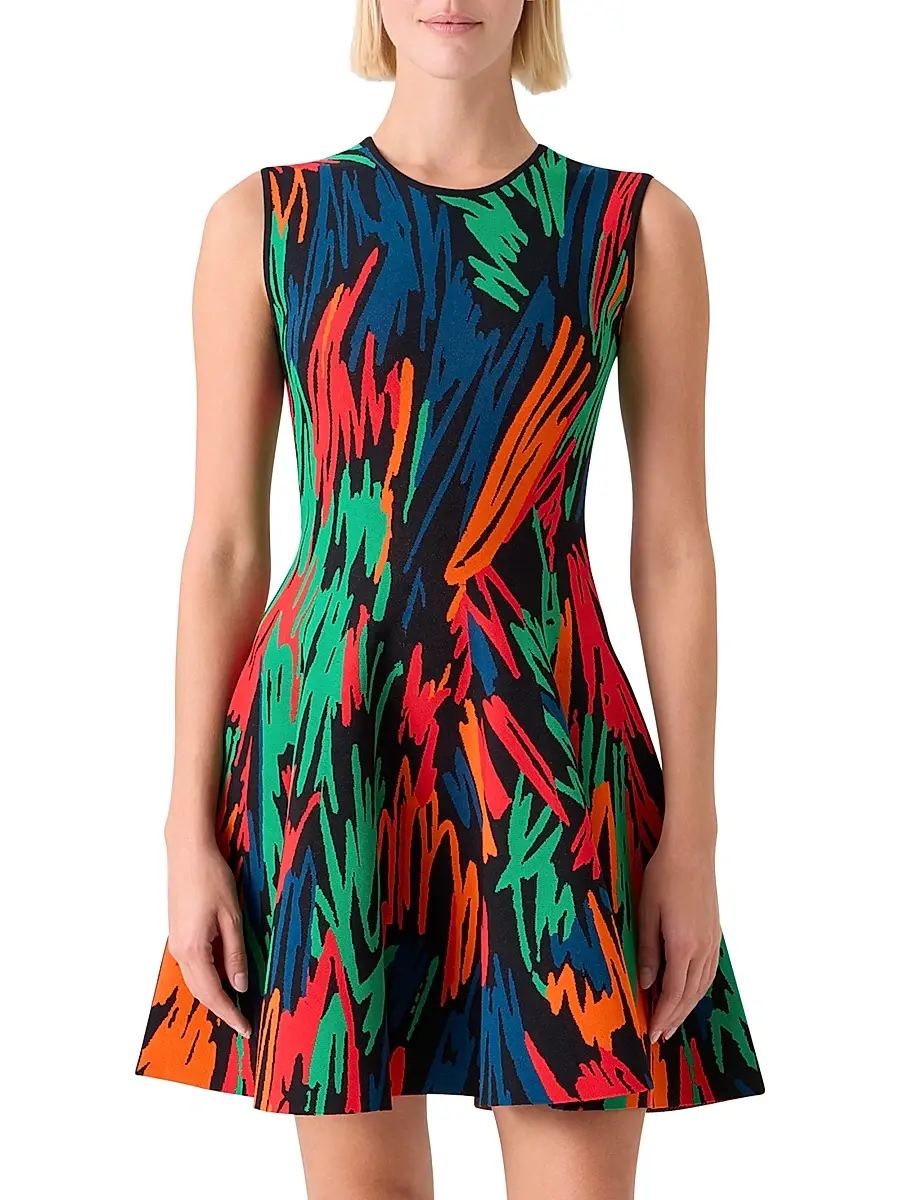 Akris punto Women's Scribble Jacquard Sleeveless Minidress | Thumbnail 2 Akris punto Women's Scribble Jacquard Sleeveless Minidress | Thumbnail 2