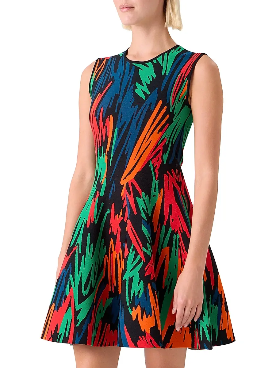 Akris punto Women's Scribble Jacquard Sleeveless Minidress | Thumbnail 3 Akris punto Women's Scribble Jacquard Sleeveless Minidress | Thumbnail 3