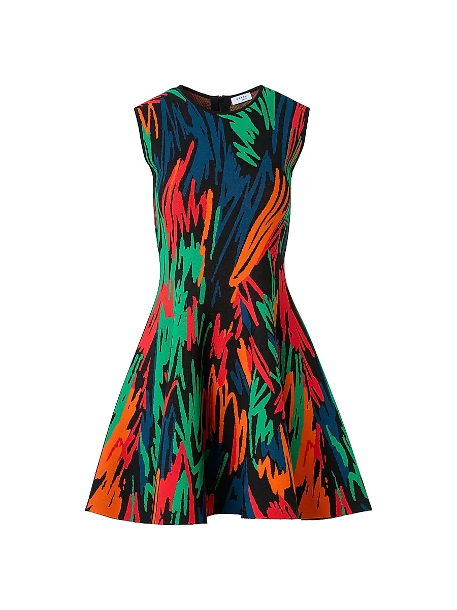 Akris punto Women's Scribble Jacquard Sleeveless Minidress - Black Multi - Size 12 | Image 1 Akris punto Women's Scribble Jacquard Sleeveless Minidress - Black Multi - Size 12 | Image 1